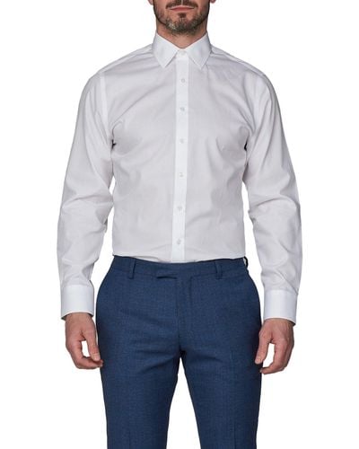 Jeff Banks Single Cuff Half Cutaway Cotton Shirt - Blue