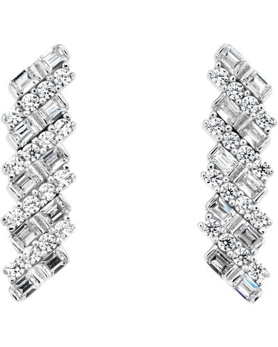 The Fine Collective Cubic Zirconia Mixed Cut Linear Stud Earrings - White