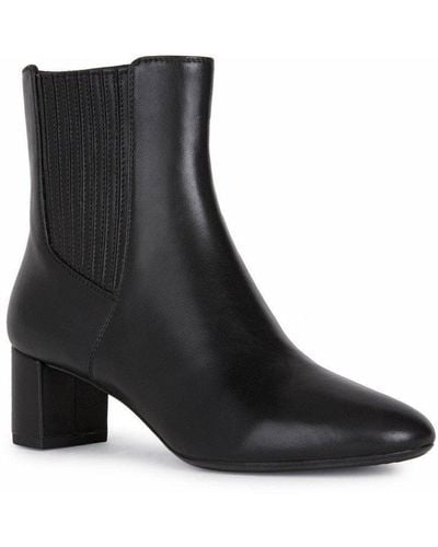 Geox Black 'd Pheby 50 F' Leather Ankle Boots