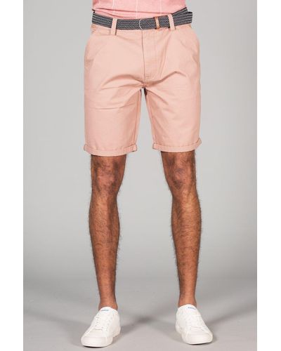 Tokyo Laundry Cotton Oxford Shorts With Belt - Pink