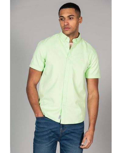 Tokyo Laundry Cotton Short Sleeved Button-up Oxford Shirt - Green