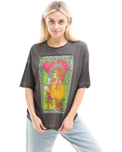 Pink Floyd Psychedelic Oversized Cotton T-shirt - Grey