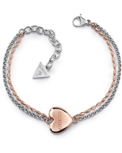 Guess 'unchain My Heart' Stainless Steel Bracelet - Ubb78103-l - White