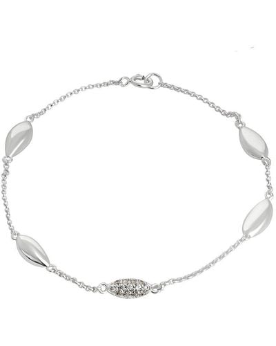 Simply Silver Sterling Silver 925 Organic Cubic Zirconia Station Bracelet - White