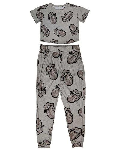 The Rolling Stones Heart Logo Pyjama Set - Grey