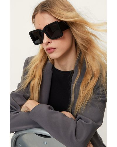 Nasty Gal Chunky Plastic Square Sunglasses - Black