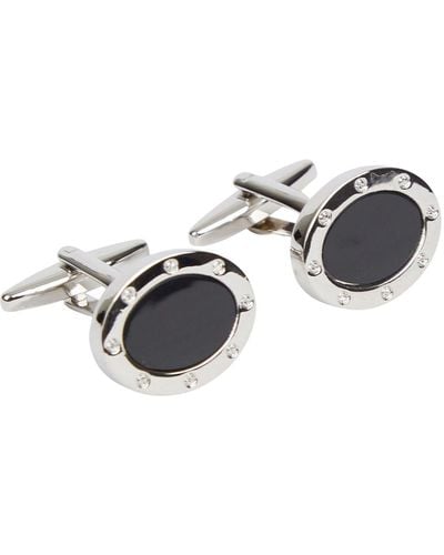 Jeff Banks Square Silver With Black Onyx Cufflinks