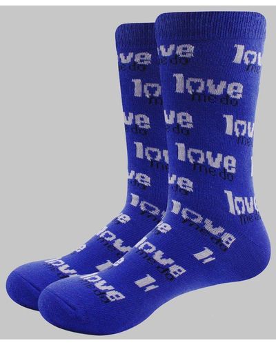 Beatles Love Me Do Repeat Ankle Socks - Blue