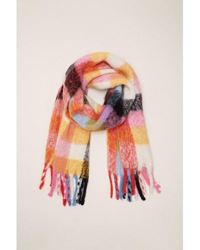 Oasis Multi Colour Pop Check Scarf - Pink