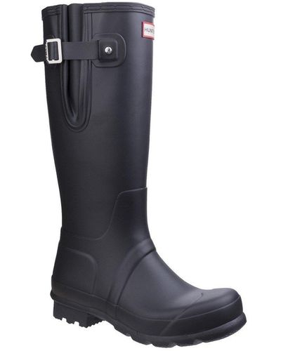 HUNTER 'original Side Adjustable' Rubber Patterned Wellington Boots - Black