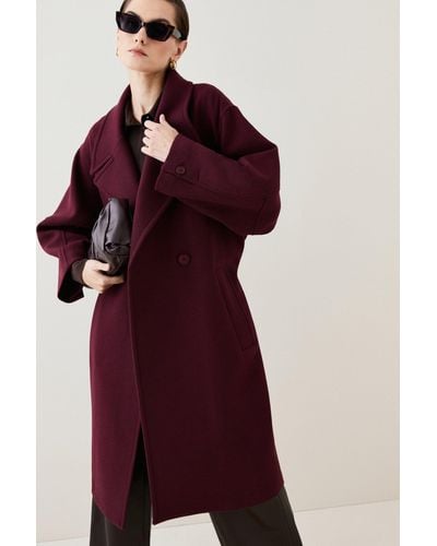 Karen Millen Tall Italian Manteco Wool Raglan Sleeve Coat - Red