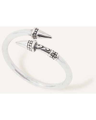 Accessorize Recycled Sterling Silver Spiked Ring - Natural