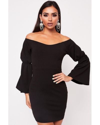 MissPap Milkmaid Sleeve Mini Dress - Black