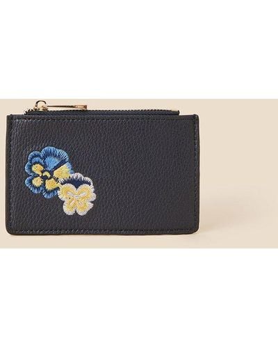 Accessorize Floral Embroidered Cardholder - Blue
