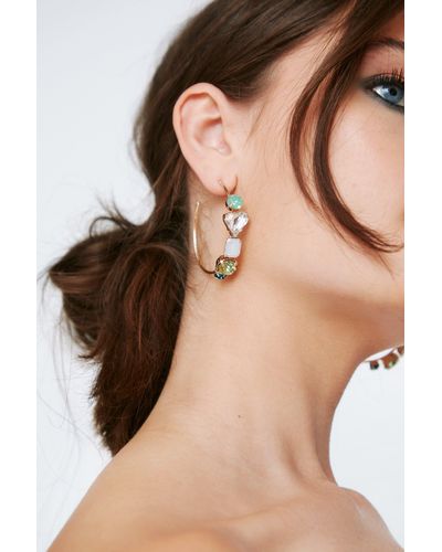 Nasty Gal Jewelled Diamante Hoop Earrings - Natural