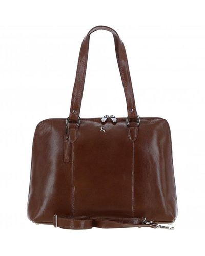 Ashwood Leather 'riviera Chic' Real Leather Bag - Brown