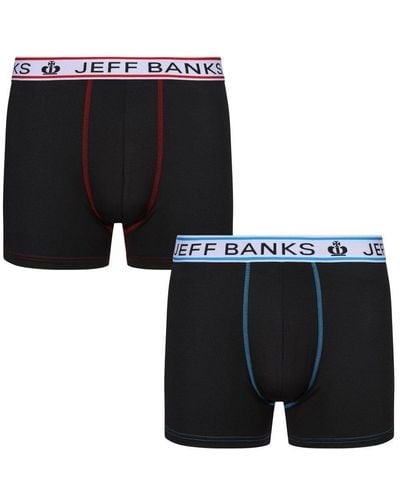 Jeff Banks 2 Pair Pack Sports Trunks - Black