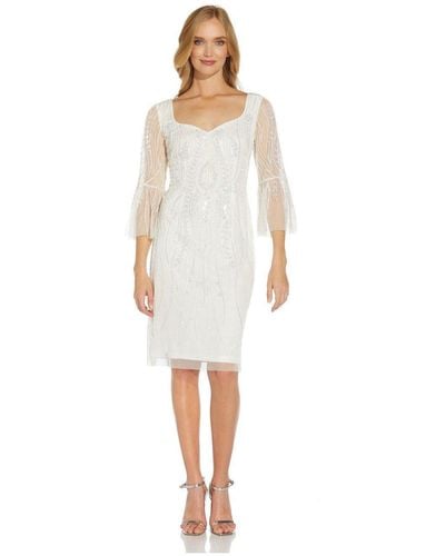 Adrianna Papell Beaded Short Dress - White