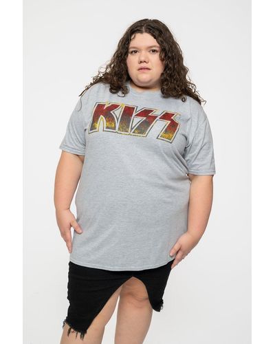 Kiss Vintage Classic Band Logo T Shirt - Grey