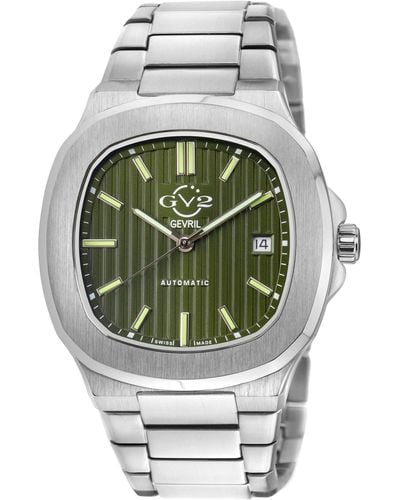 Gv2 Automatic Potente Green Dial, 316l Stainless Steel Bracelet . Swiss Automatic Watch - Metallic