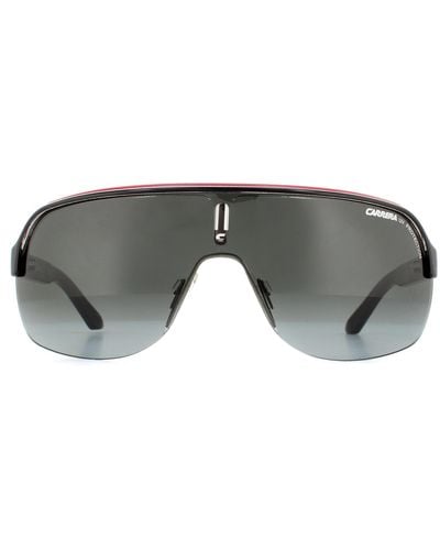 Carrera Shield Black Crystal Red Grey Gradient Sunglasses