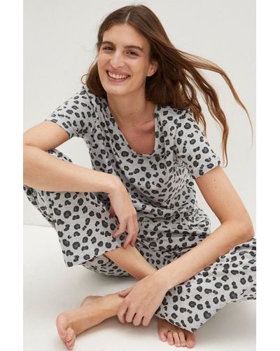 Dorothy Perkins Short Sleeve Animal Pyjama Set - Grey
