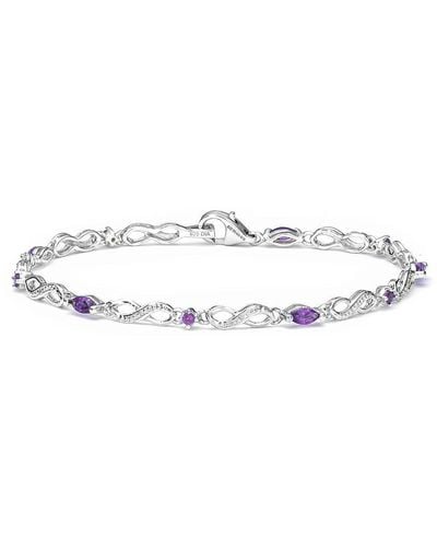 The Fine Collective Sterling Silver Rhodium Plated Amethyst And Diamond Bracelet - Metallic