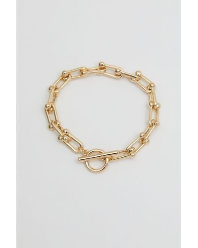 Mood Gold Polished Orb Link Chain Bracelet Is A Must-have In Your Jewellery Box This Season - Metallic