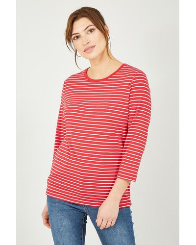 Yumi' Red Stripe Jersey Long Sleeve Top