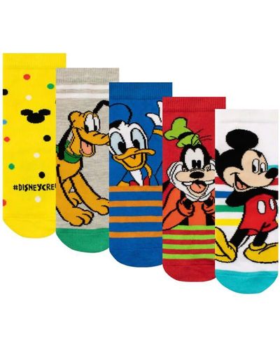 Disney Mickey Mouse Pluto Donald Duck And Goofy Socks 5 Pack - Red