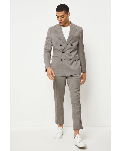 Burton Slim Fit Multi Coloured Dogtooth Suit Jacket - Grey