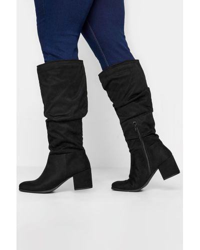 Yours Extra Wide Fit Slouch Knee Ankle Boots - Blue