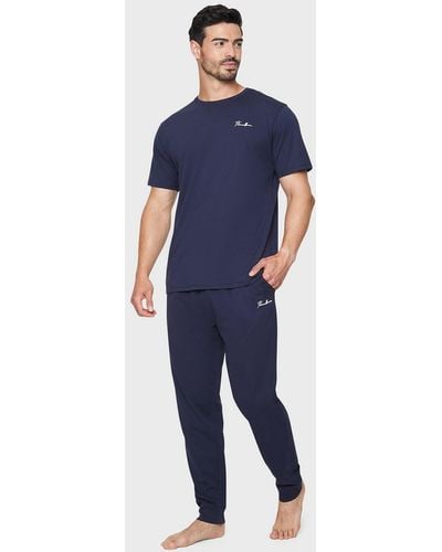 Threadbare 'jake' Cotton Pyjama Set - Blue