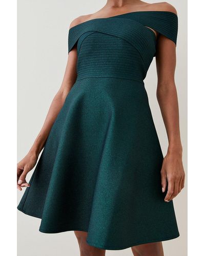 Karen Millen Sparkle Bandage Bardot Knit Midi Dress - Green