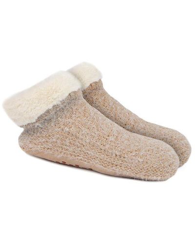 Totes Knitted Texture Bootie Slippers - Natural