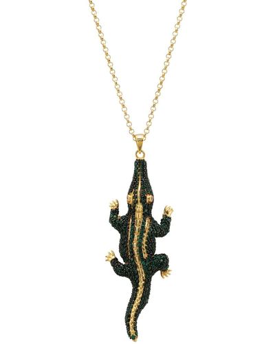 LÁTELITA London Crocodile Shaped Pendant Necklace Gold - Green