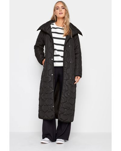 Long Tall Sally Tall Quilted Funnel Neck Coat - Black