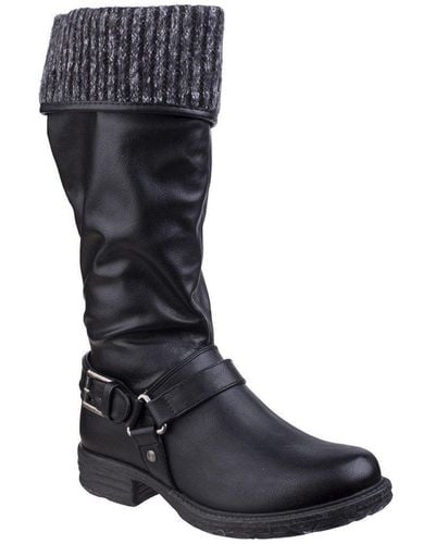 Divaz 'knitted' Long Boots - Black