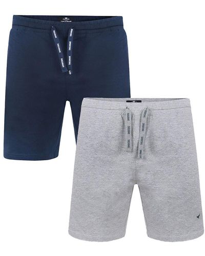 Threadbare 2 Pack 'beckett' Pyjama Shorts - Blue