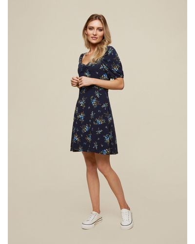 Dorothy Perkins Blue Ditsy Bubble Fit And Flare Dress