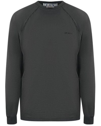 Off-White c/o Virgil Abloh Skate Fit Diag Outline Grey Long Sleeve T-shirt