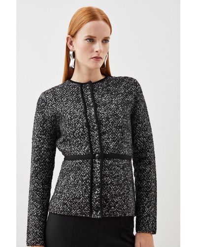 Karen Millen Tweed Knit Jacket - Black