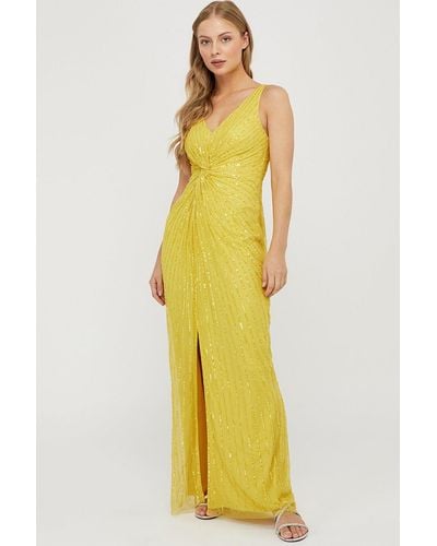 Monsoon 'kate' Sequin Slim Maxi Dress - Yellow