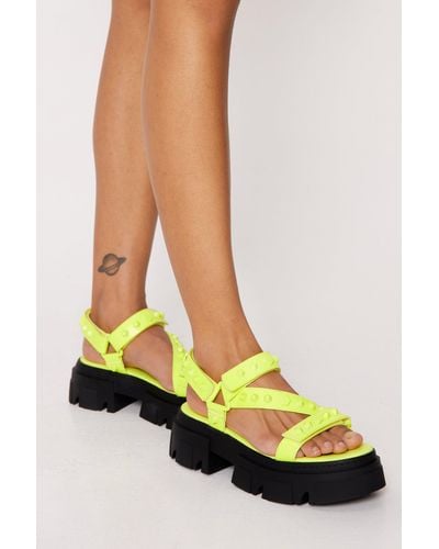 Nasty Gal Faux Leather Studded Chunky Sandals - Multicolour