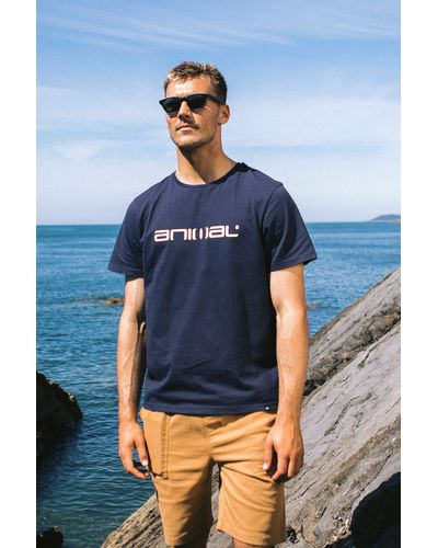Animal Classico Organic T-shirt Beach Print Tee Sun Uv Protection Top - Blue