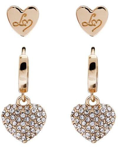 Lipsy Gold Heart Padlock Earrings - White