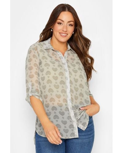 M&CO. Heart Tab Sleeve Detail Shirt - Grey