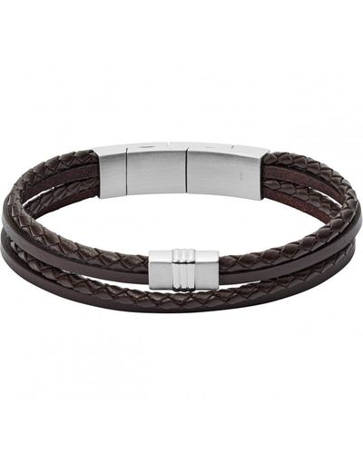 Fossil Vintage Casual Leather Bracelet - Jf02934040 - Black