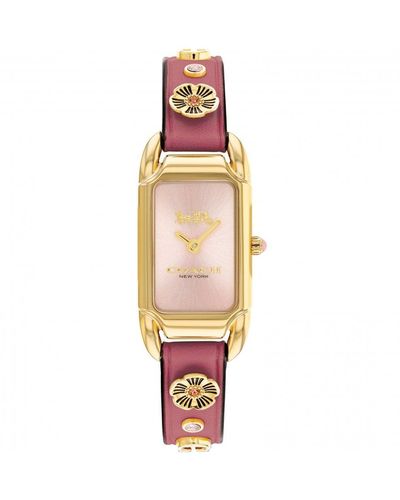 COACH Cadie Watch | Leather Strap With Classic Signature Design | Elegant Timepiece With Playful Charm For Trendy Fashionistas - White
