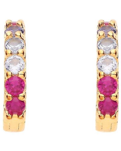 Jewelco London Gold-silver Eternity Huggie Hoop Earrings - Eag1160 - Pink